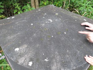 The founder of the garden twice traveled the world. He had the distance from the garden to places he had traveled cut into the quarried stone.